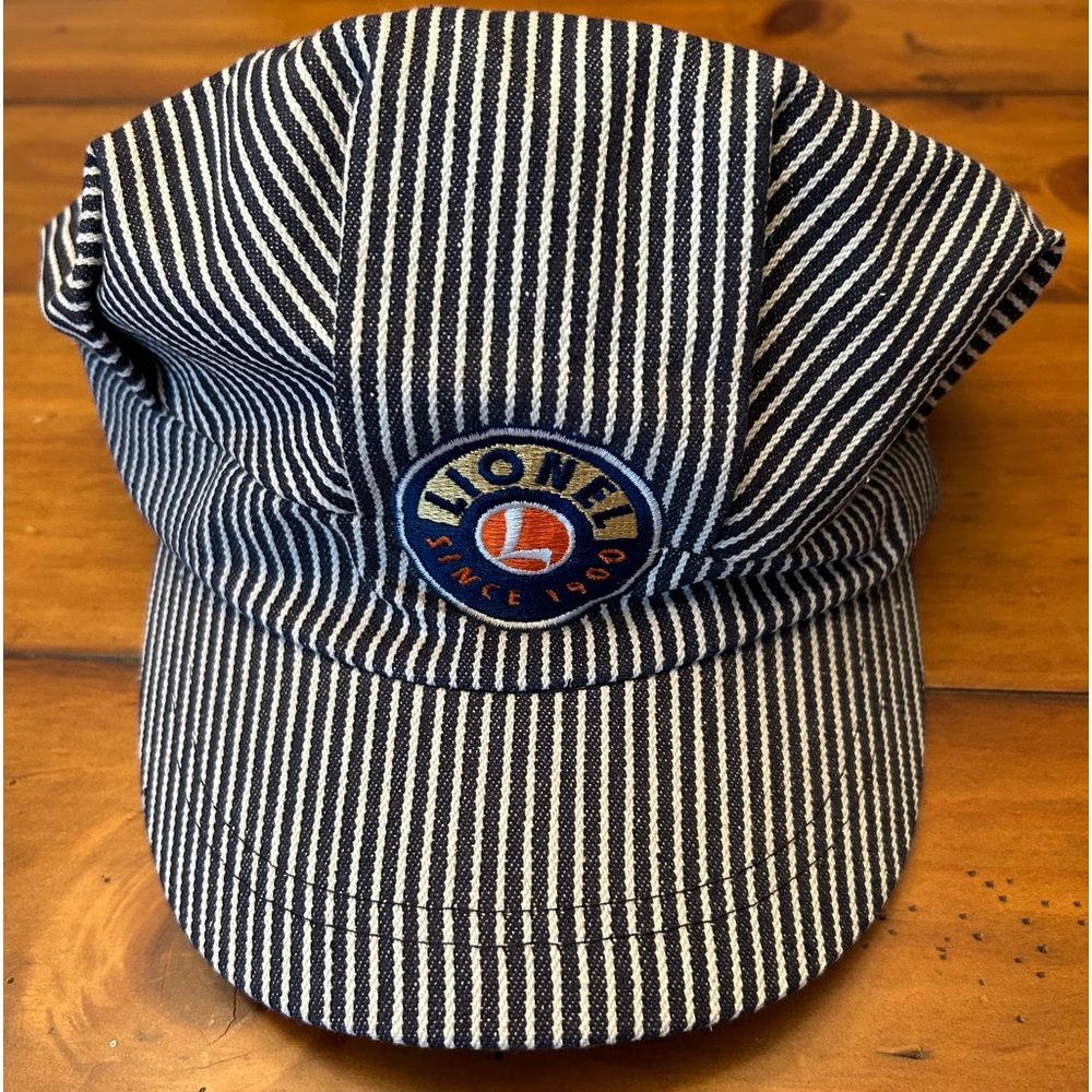 Adult “Lionel Since 1900” Engineer Conductor Hat, navy/white pinstripes, NWOT